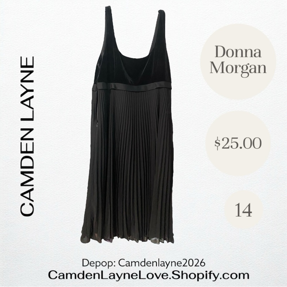 Donna Morgan Elegant Black Pleated Midi Dress - Picture 3 of 6
